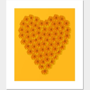 Marigold Flowers Heart Posters and Art